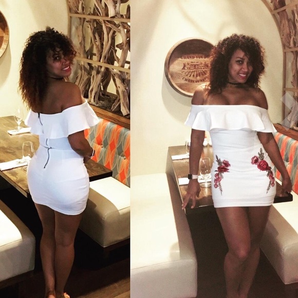 Off Shoulder Señorita Bodycon Fitted Dress - Picture 3 of 8